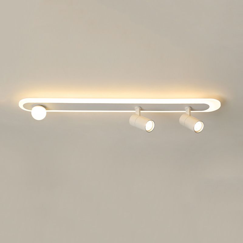 Metal Linear Flush Mount Lamp Modern Flush Ceiling Light Fixture in White