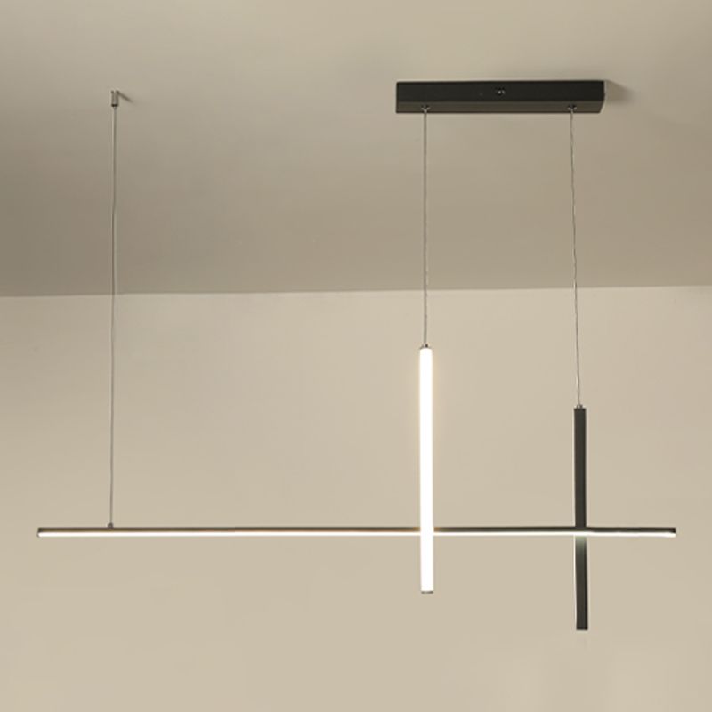 Modern lineair eiland plafondlicht metalen kroonluchter verlichtingsarmaturen met acrylschaduw