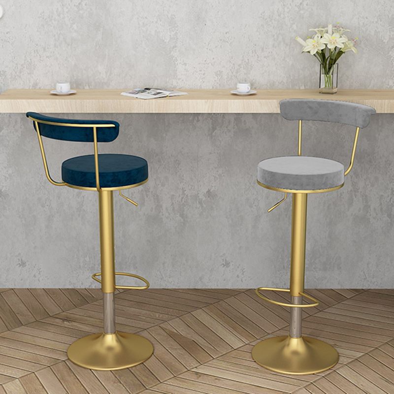 Glam Liftable Backrest Counter Stool Steel Kitchen Bar Stool with Cushion and Pedal