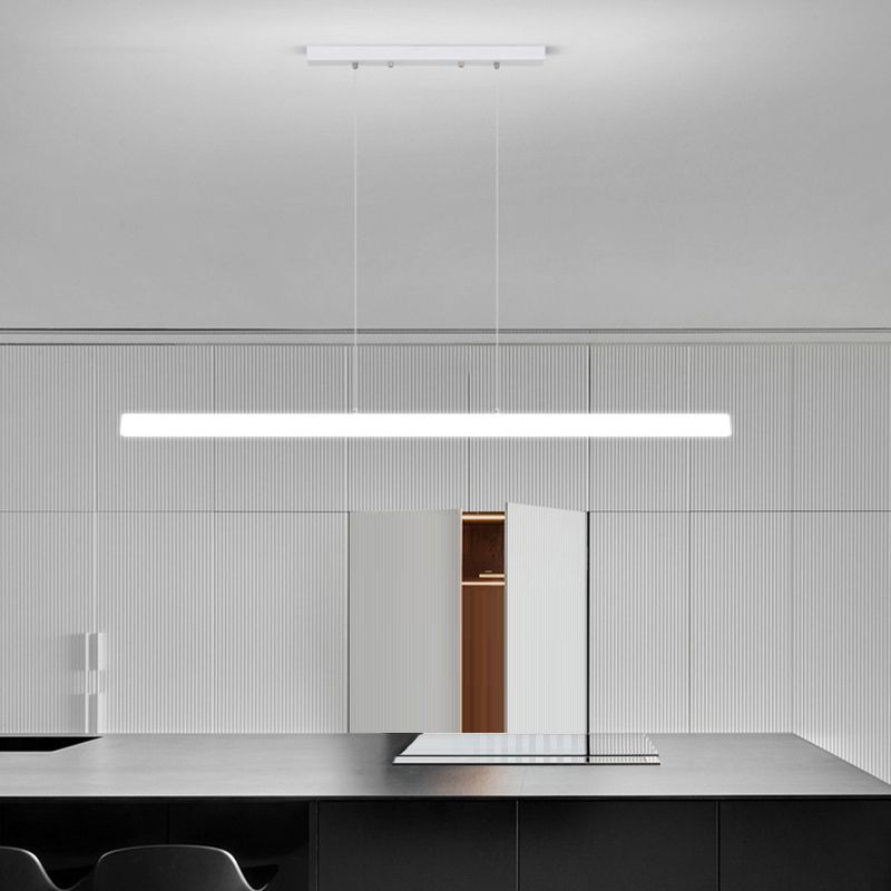 LED Island Lamp Modern Simple Island Hanging Lamp with Plastic Shade for Dining Room