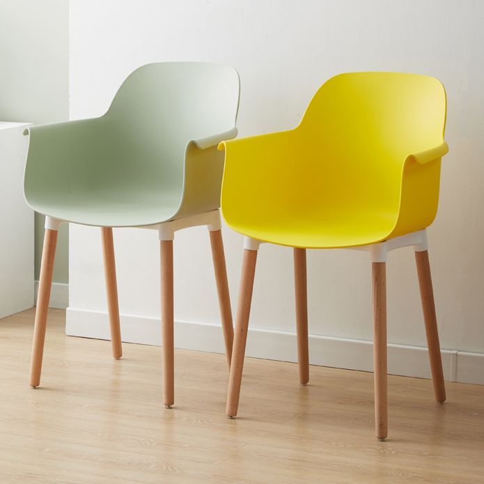 Scandinavian Wood Kitchen Dining Room Arm Chair Solid Back Chair