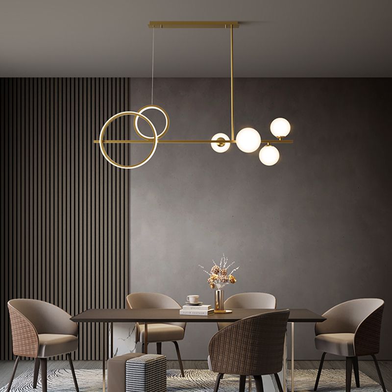 Modern LED Island Lighting Linear Glass Chandelier Light Fixture for Dining Room