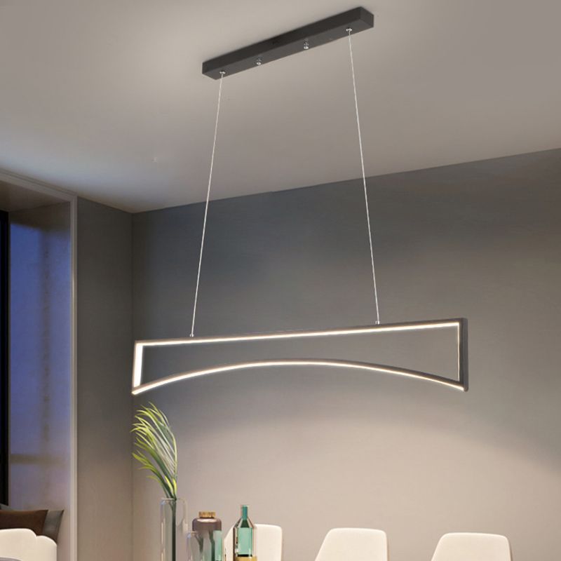 Linear Shape Island Pendant Contemporary Style Metal Single Light Island Light Fixture