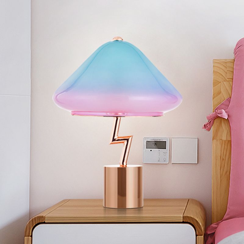 Lámpara de escritorio de champiñones Lámpara de mesa nocturna modernista rosa y azul 1 bulbo de dormitorio