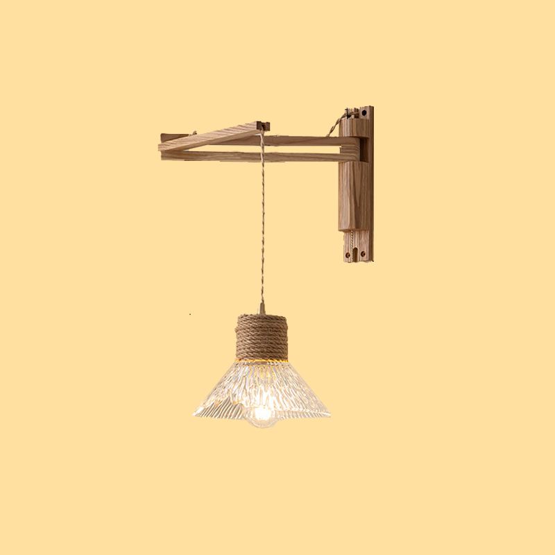 Log Color 1-Light Wall Lamp in Modern Creative Style Wooden Geometric Wall Light