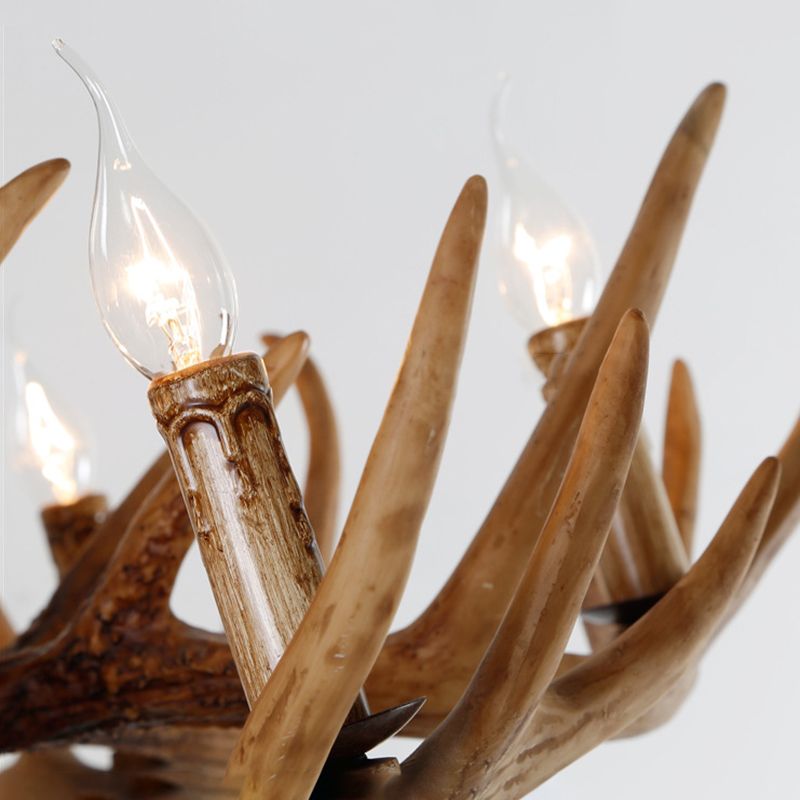6-Light Antler Pendant Light in Traditional Vintage Style Sputnik Resin Chandelier for Interior Spaces
