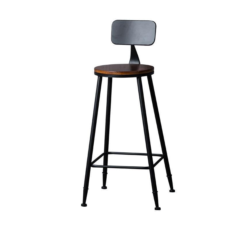 Industrial Solid Wood Counter Stool Metal Counter Height Stools for Home Use