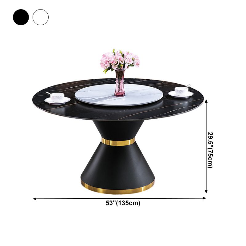 Mesa de comedor de lujo tradicional, mesa rectangular de piedra sinterizada con base de pedestal