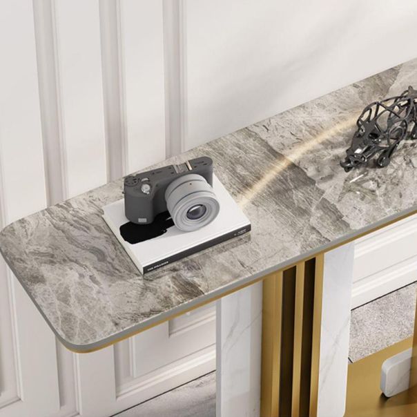 Scratch Resistant Rectangle Table 11.81" W x 31.49" H Stone Table for Hall