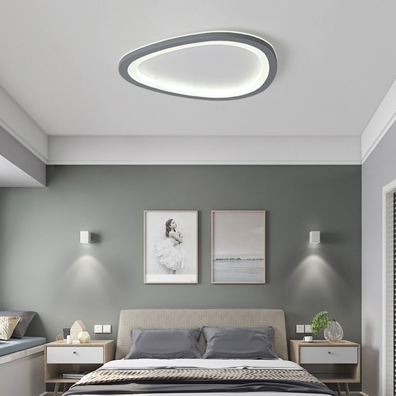 Dark Grey Droplet Shaped Flushmount Nordic Acrylic LED Ultrathin Ceiling Flush Light