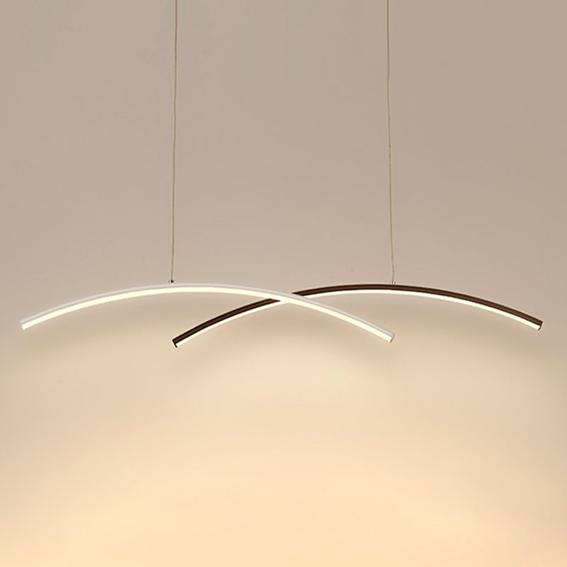 Black and White Arc Ceiling Lighting Simplicity LED Metal Hanging Island Light for Living Room