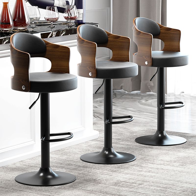 Modern Backrest Liftable Stool Iron Household Bar Stool with Cushion and Pedal