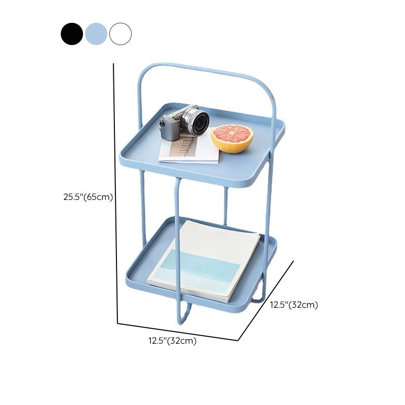 Square End Side Table X-base End Table with Shelves and Tray Top