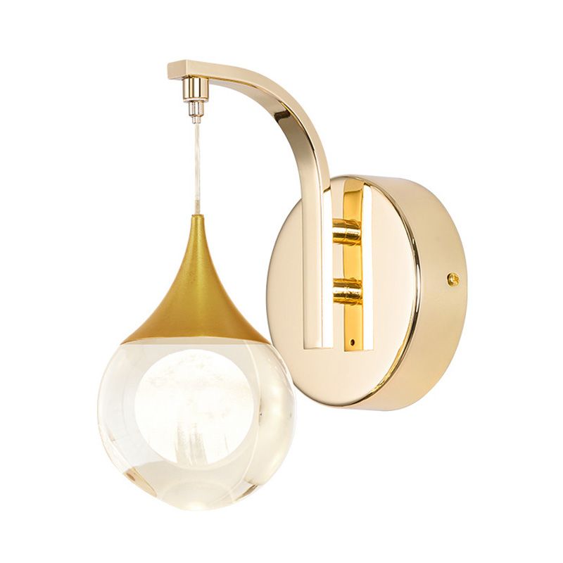 Lámpara de montaje de pared LED de oro Lucina de apliques de pared de la pared retro del cristal para sala de estar