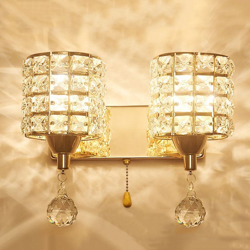 Lampada da parete interna di lusso moderno in metallo in metallo lampada parete con tonalità cristallina