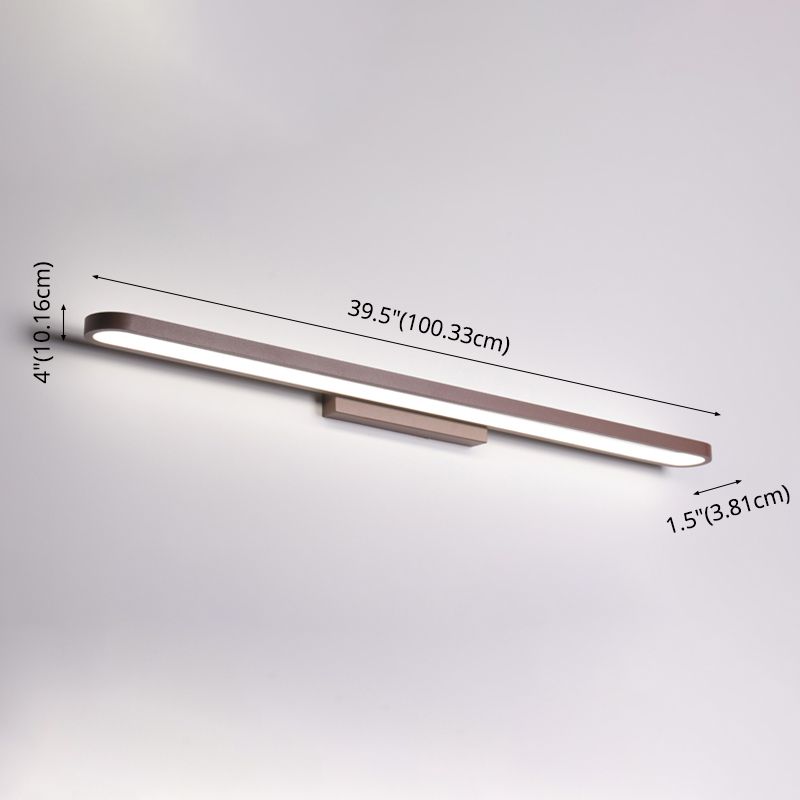 Éclairage de mur de miroir de style simple de style miroir simple à 1 lumière linéaire en marron