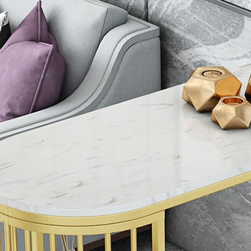 Glam Stone Bar Table Golden Base Storable Table for Living Room
