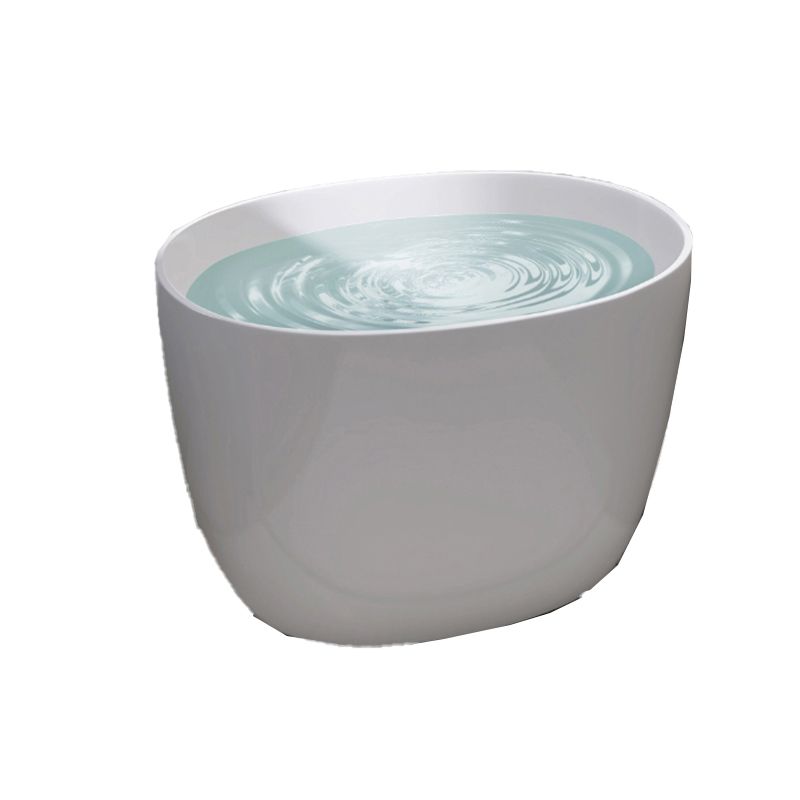 Modern Ellipse Acrylic White Bathtub Back to Wall with Drain Bath Tub