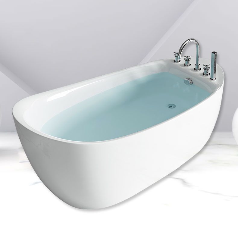 Freestanding Oval Bath Tub Modern Acrylic-Fiberglass Soaking Bathtub