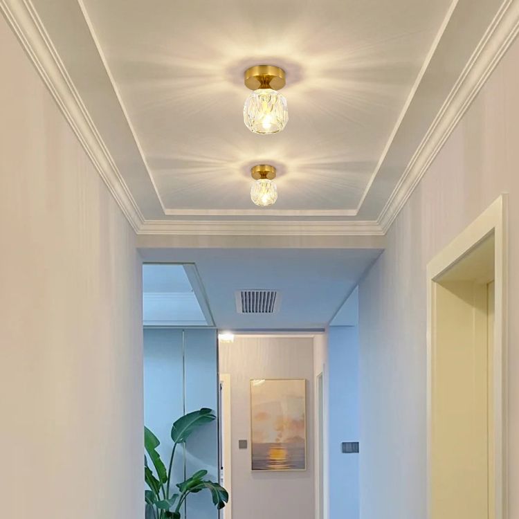 Modern Ceiling Lamp Geometric Flush Mount Light Fixture with Glass Shade for Bedroom