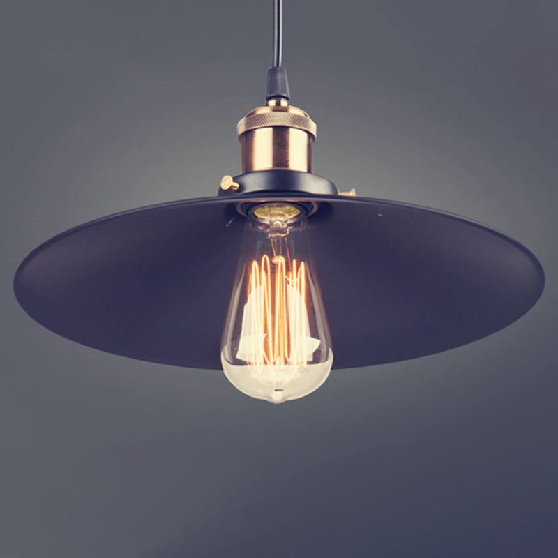 Zwarte schotelschaduw hanglamp retro metalen metalen lamp hangende lamp voor slaapkamer