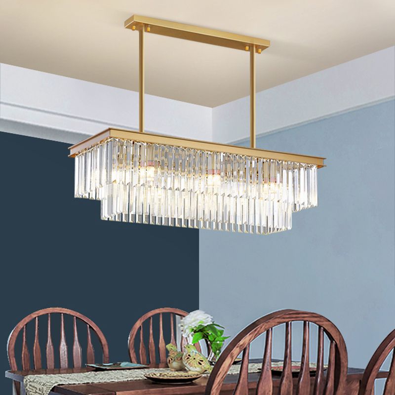 Modern Island Lighting 6-Light Crystal Hanging Light for Dining Table