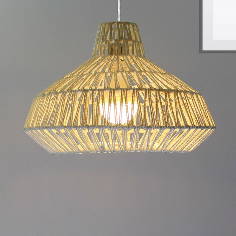 1 cabezal sala de estar lámpara colgante tradicional beige techo ligero con sombra de papel urna