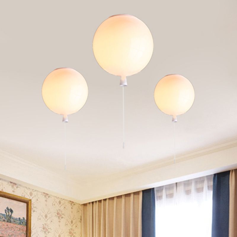 Ballon Shade Pendelleuchte Modernist Style Kunststoff 8"/10" Breite 1 Licht Wohnzimmer Deckenleuchte in Weiß