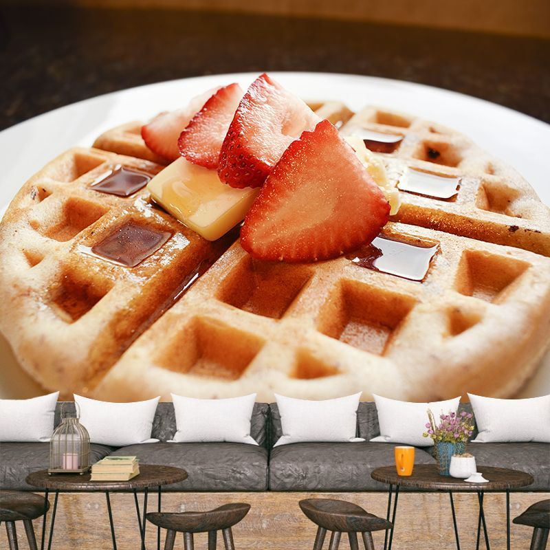 Delicious Waffles Stain Resistant Mural Decal Modern Wall Decor for Commercial Use