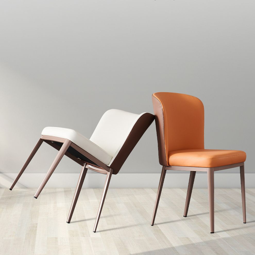 Dining Room Metal Legs Chair Faux Leather Parsons Dining Chair