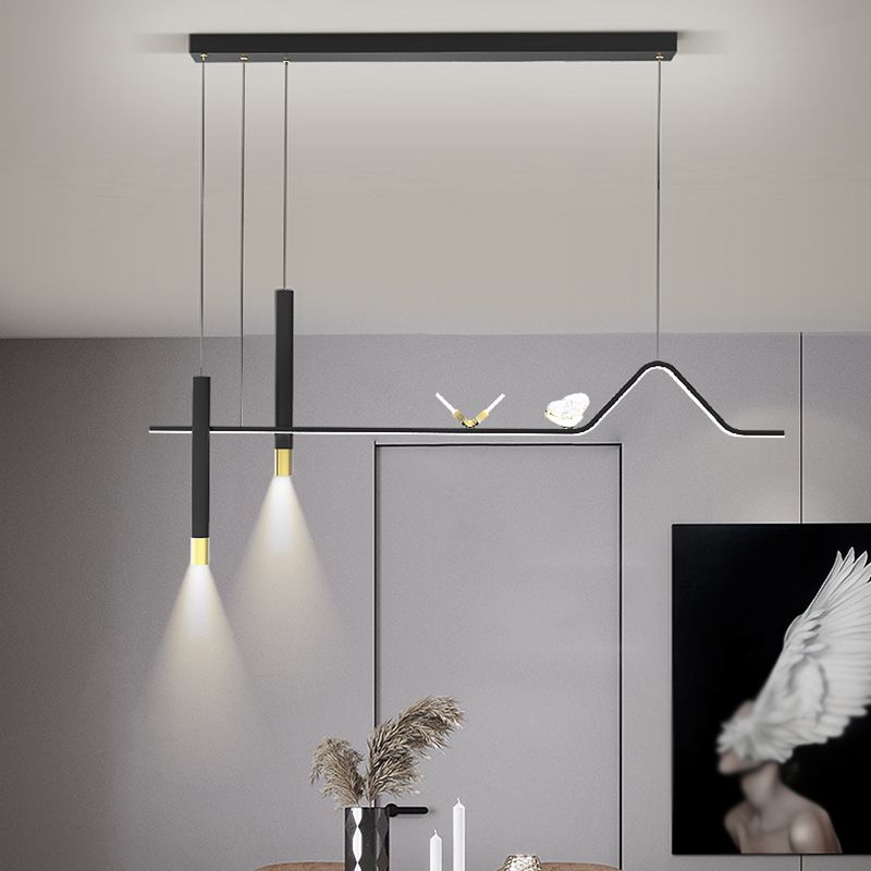 Zeitgenössischer Stil linearer Form Island Lights Metal Island Lighting