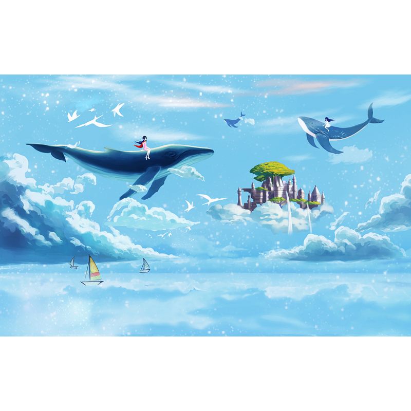 Dreamy Wonderland Wallpaper Mural Girls Room Cartoon Scene Wall Covering, Custom Size