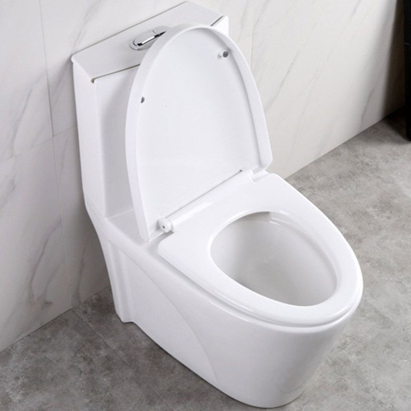 Modern White Flush Toilet Floor Mounted Toilet Bowl with Slow Close Seat for Washroom
