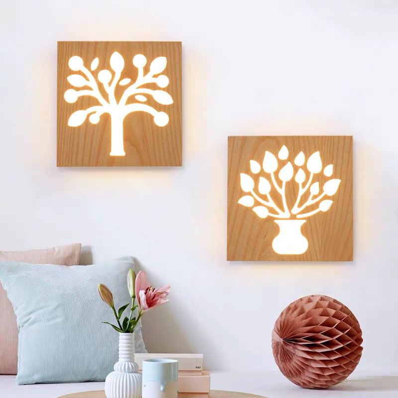 Modern Wooden Wall Light Sconce Creative Wall Light Fixture for Bedroom