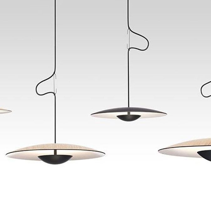 Nordic Modern Creative Metal Pendant Light Flat Round LED Small Suspension Light for Bedroom