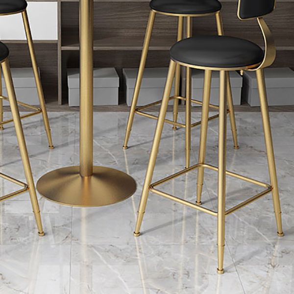 Faux Leather Dining Stools Upholstered Bar Stools with Metal Base
