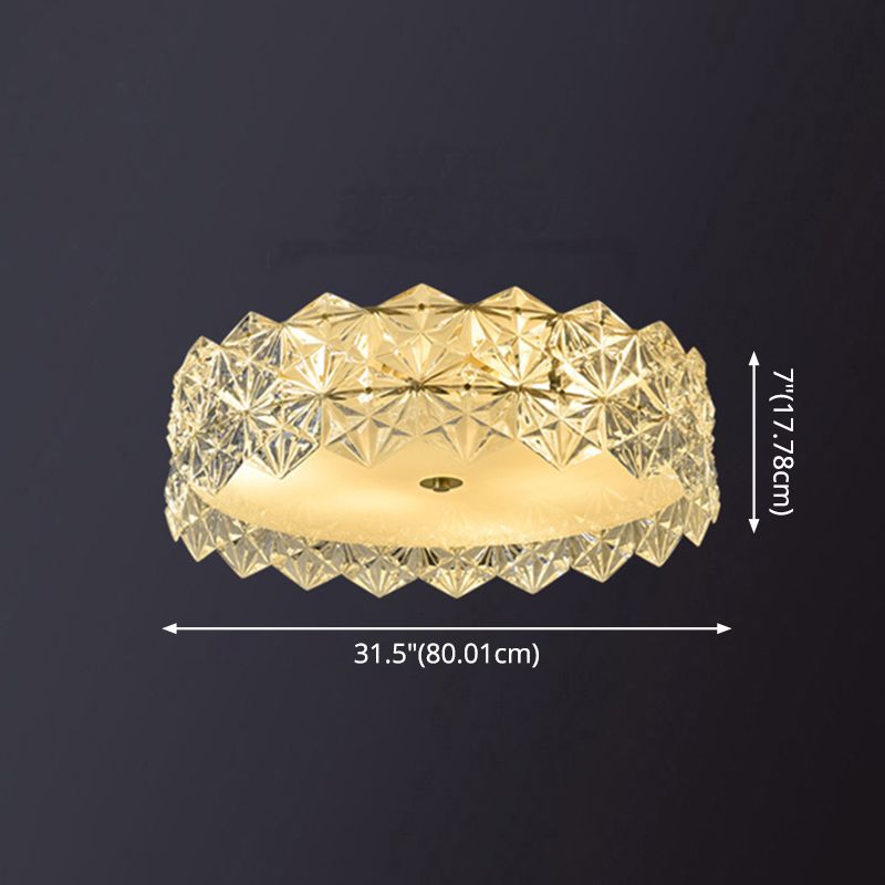 Geometric Crystal Circular Flushmount Ceiling Lamp Modern Style Gold Flush Mount Lighting for Bedroom