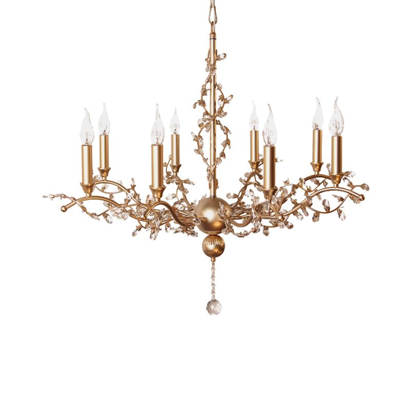 8 cabezas de candelabra lámpara de lámpara de lámpara posmoderna de latón cristal de techo ligero