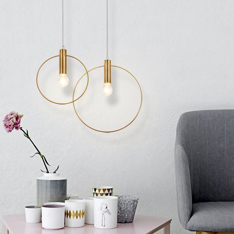 Ring Pendulum Light Minimalist Metal Single Bulb Brass Finish Hanging Light Fixture