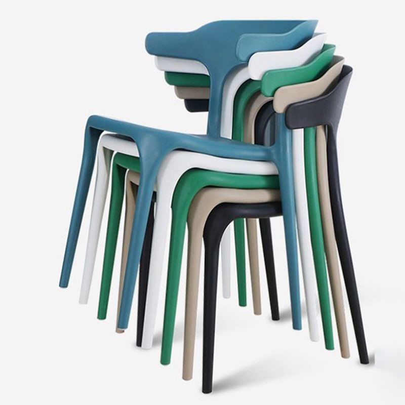 Stackable Open Back Dining Chairs Plastic Armless Dining Side Chair