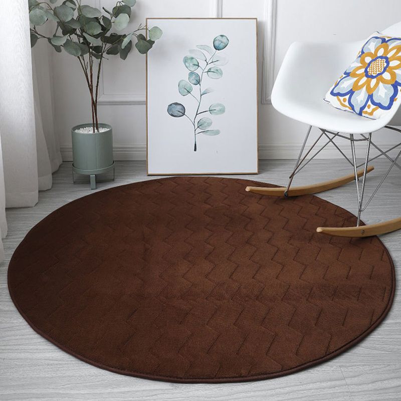 Simple Pure Color Rug Polyester Round Rug Washable Rug for Home Decor