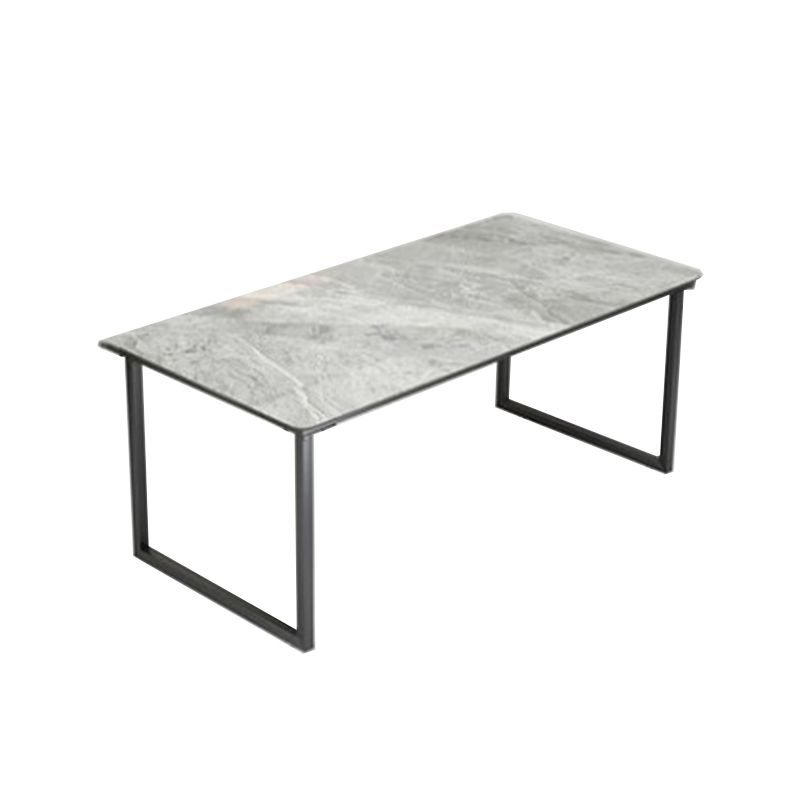 Modern Style Slate Table with Rectangular Black Metal Sleigh Base Coffee Table