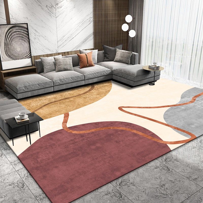 Orange Modern Carpet Polyester Piece Carpet Stain Resistant Carpet for Drawing Room