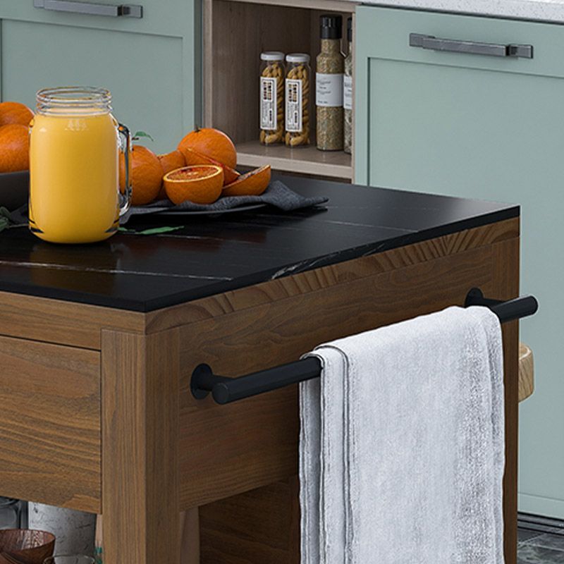 Dining Room Kitchen Island Table Open Storage Marble Prep Table