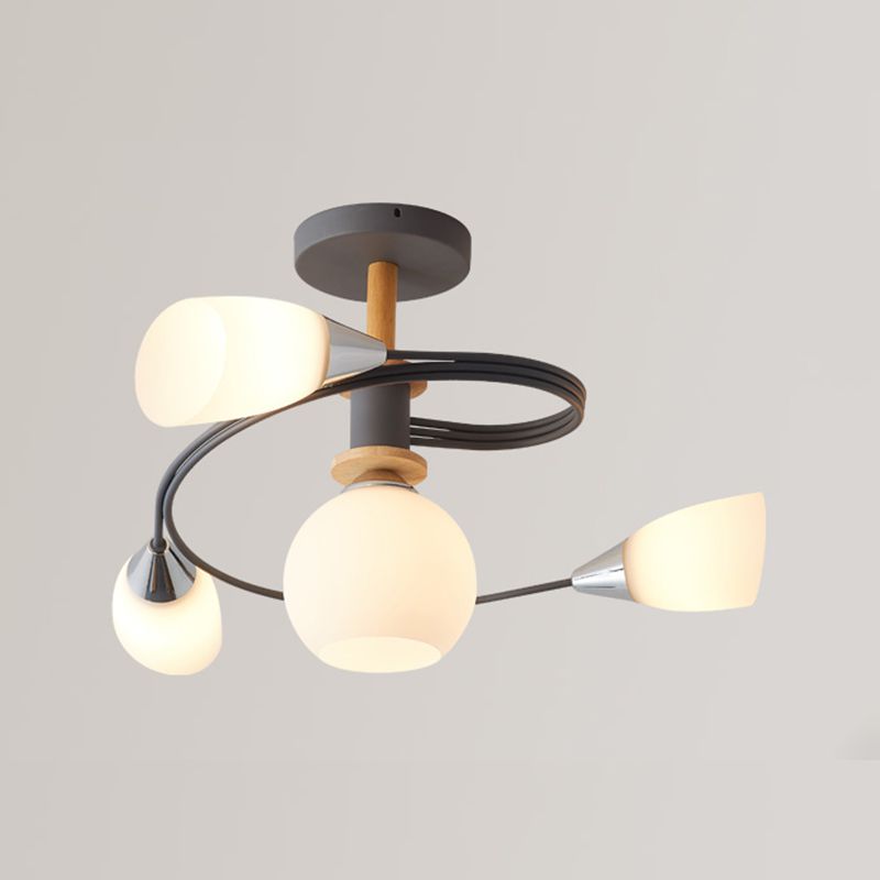 Metal Flush Mounted Ceiling Lights Frosted Glass Shade Ceiling Lighting for Living Room