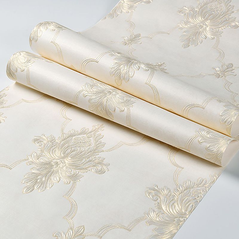 57.1-sq ft Jacquard Wallpaper European Quatrefoil Wall Covering in Pastel Color, Unpasted