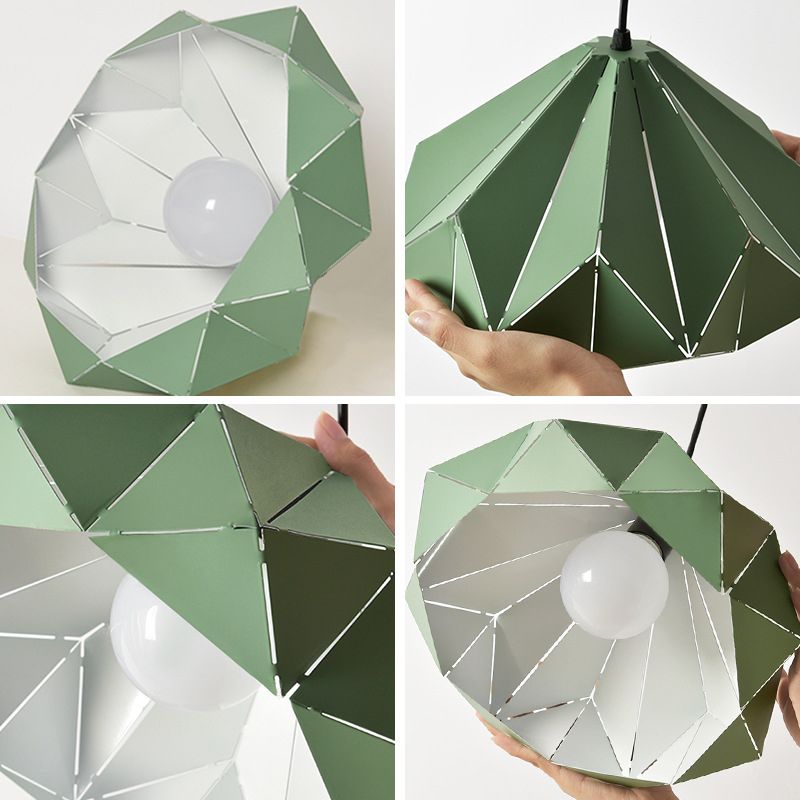 Geometric Shape Metal Hanging Lamp Nordic Macaroon Style 1-Light Pendant for Kitchen Bedroom