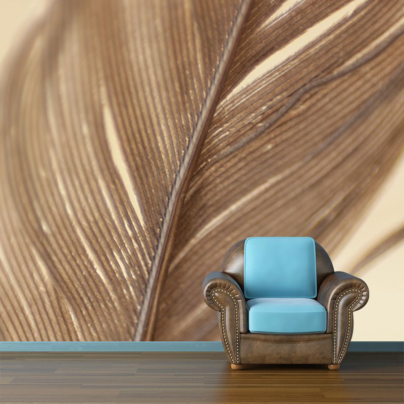 Simple Feather Mural Wallpaper for Gust Room, Personalized Size Available