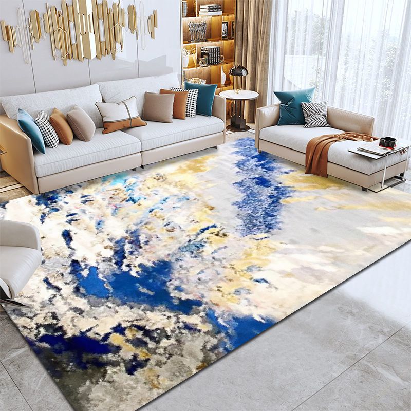 Fancy Carpet Simple Abstract Print Area Rug Polyester Stain Resistant Rug for Home Decor