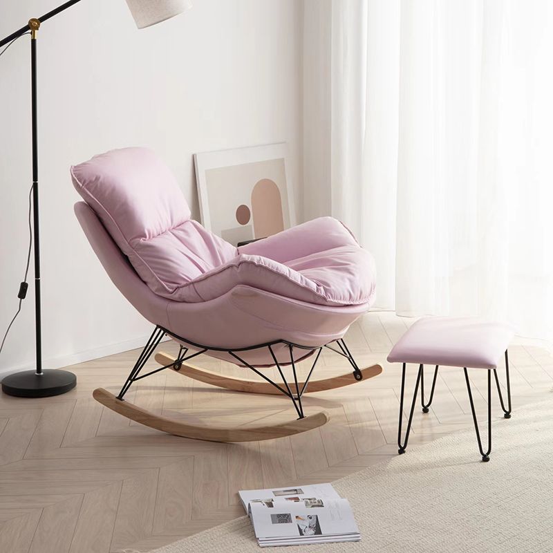 Modern Glider Chair Pure Color Cushions Rocking Chair with Dark Legs